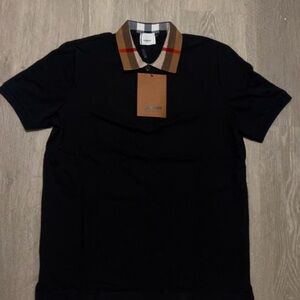 Burberry Polo with Black and Tan Check Collar